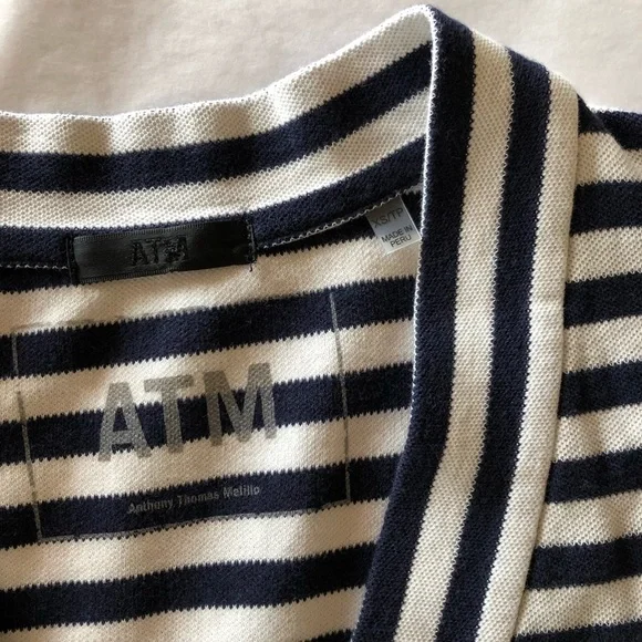 ATM navy and white v-neck stripe shift dress - Picture 6 of 6